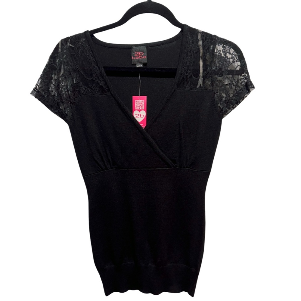 BNWT BEBE Black Surplus Lace Inset
